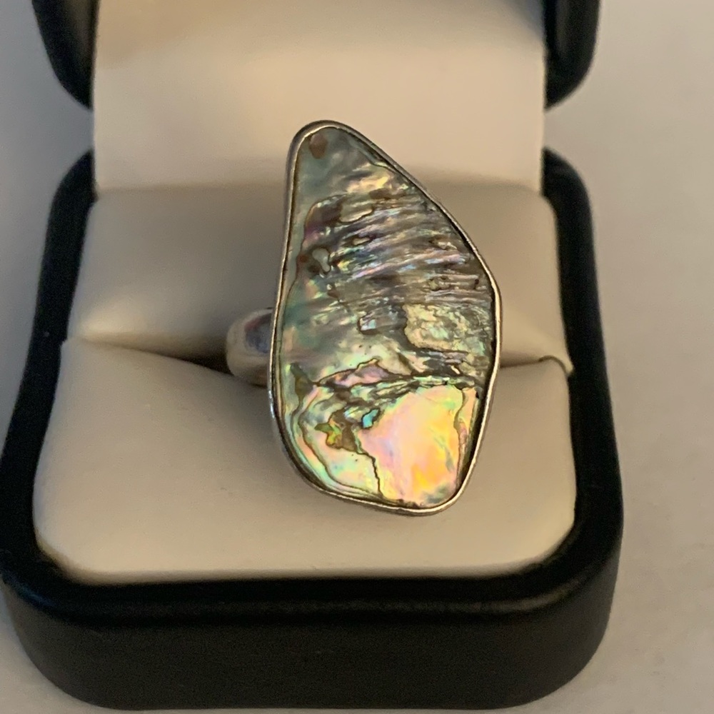 Decorte designer Abalone heavy sterling silver ring size 17 mm. 6 3/4
